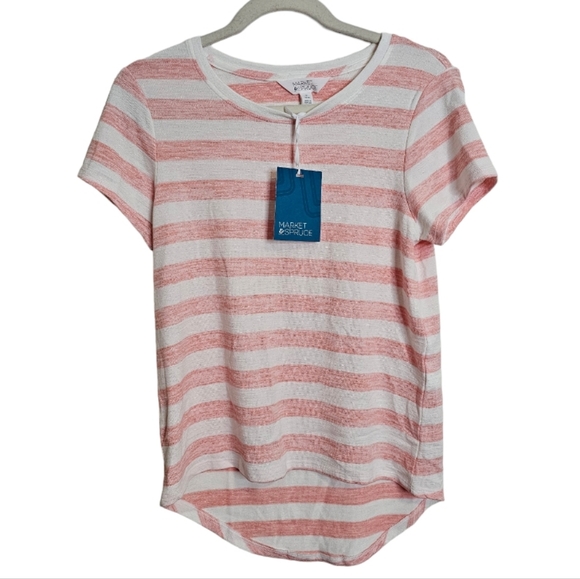 5/25 ❤️ Market & Spruce striped short sleeve petite t-shirt top - Picture 1 of 6